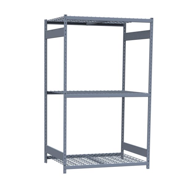 Medium-Duty Mini-Rack Shelving, 60W x 36D x 87H Starter, 3-Shelf Unit with Wire Decking