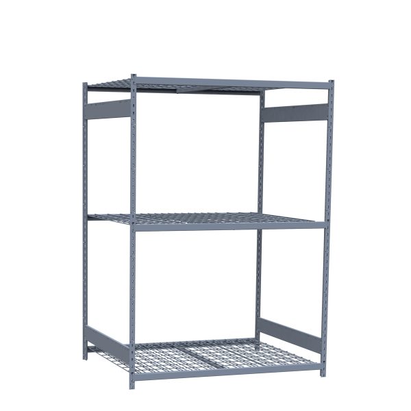 Medium-Duty Mini-Rack Shelving, 60W x 48D x 87H Starter, 3-Shelf Unit with Wire Decking