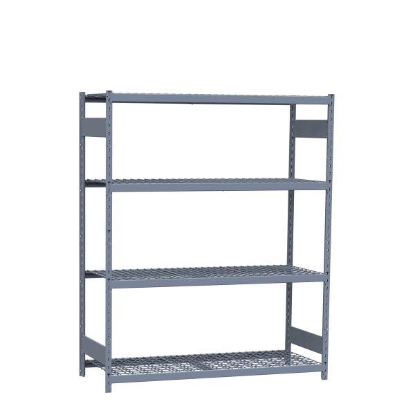 Medium-Duty Mini-Rack Shelving, 60W x 24D x 75H Starter, 4-Shelf Unit with Wire Decking