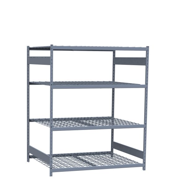 Medium-Duty Mini-Rack Shelving, 60W x 48D x 75H Starter, 4-Shelf Unit with Wire Decking