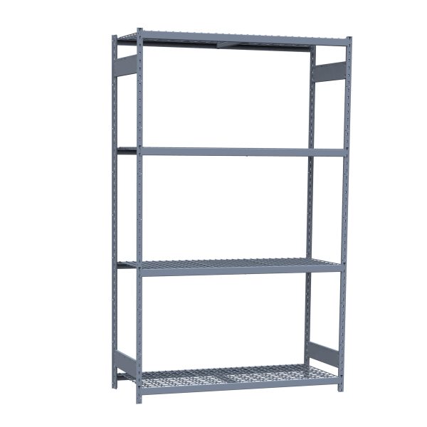 Medium-Duty Mini-Rack Shelving, 60W x 48D x 87H Starter, 4-Shelf Unit with Wire Decking