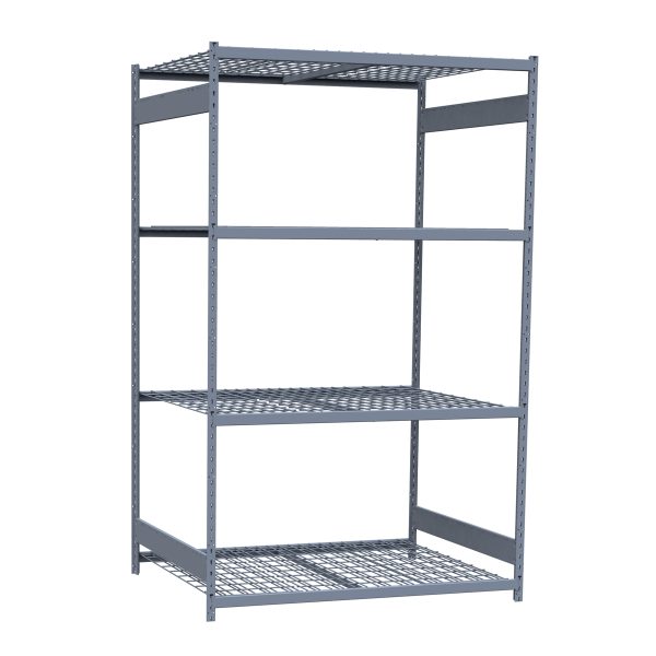 Medium-Duty Mini-Rack Shelving, 60W x 48D x 99H Starter, 4-Shelf Unit with Wire Decking