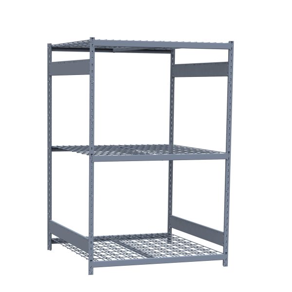 Medium-Duty Mini-Rack Shelving, 72W x 48D x 75H Starter, 3-Shelf Unit with Wire Decking