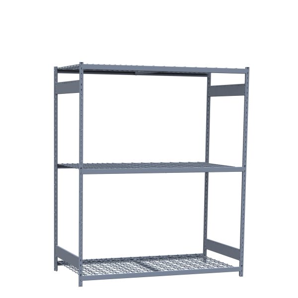 Medium-Duty Mini-Rack Shelving, 72W x 36D x 87H Starter, 3-Shelf Unit with Wire Decking