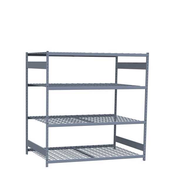 Medium-Duty Mini-Rack Shelving, 72W x 48D x 75H Starter, 4-Shelf Unit with Wire Decking