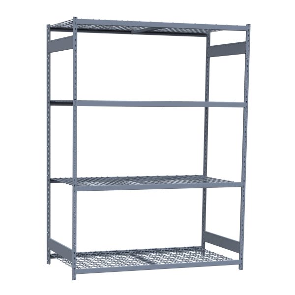 Medium-Duty Mini-Rack Shelving, 72W x 36D x 99H Starter, 4-Shelf Unit with Wire Decking