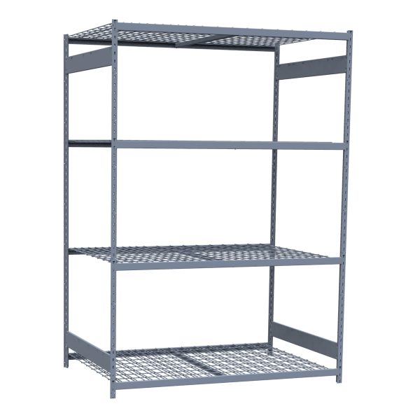 Medium-Duty Mini-Rack Shelving, 72W x 48D x 99H Starter, 4-Shelf Unit with Wire Decking