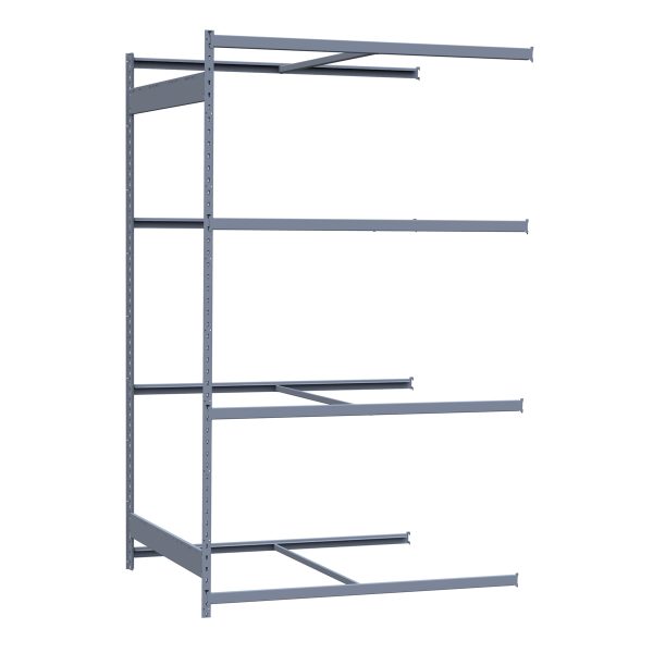 Medium-Duty Mini-Rack Shelving, 60W x 48D x 99H Adder, 4-Shelf Unit with No Decking