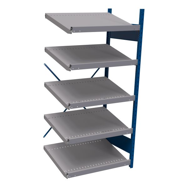 Open Sloped Pick Shelving, 36W x 24D x 75H Standalone Adder, 5-Shelf Unit