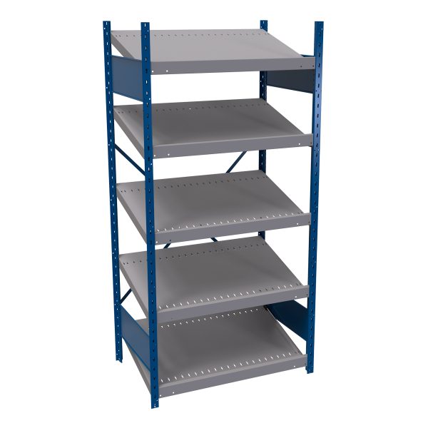 Open Sloped Pick Shelving, 36W x 24D x 75H Standalone Starter, 5-Shelf Unit