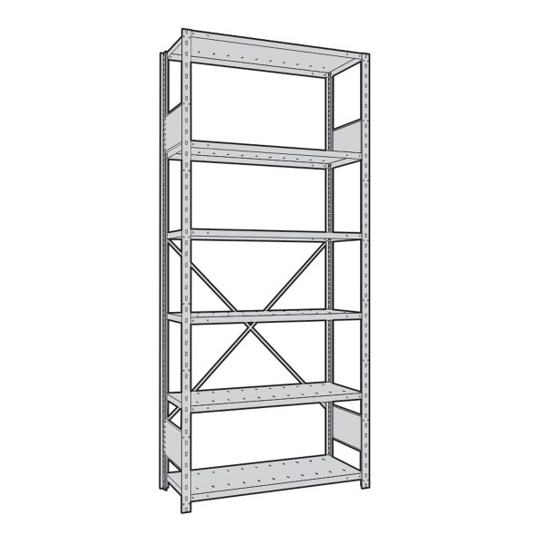 Open Industrial Shelving, 36W x 18D x 87H, Starter, 6-Shelf Unit