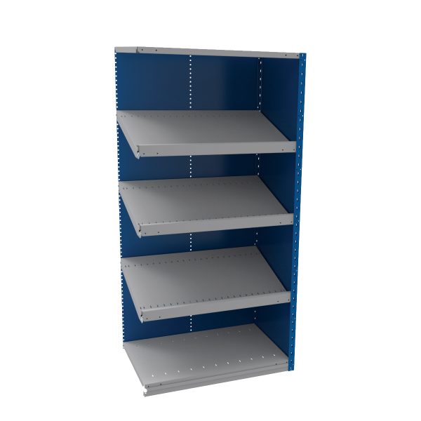 Closed Sloped Pick Shelving, 36W x 24D x 75H Standalone Adder, 3-Shelf Unit