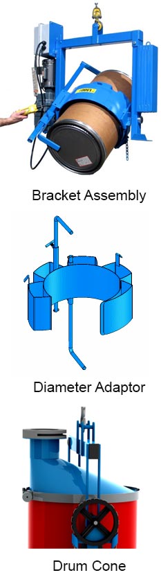 Drum Lift - Bracket Assembly, Diameter Adaptors and Drum Cones - Dallas TX