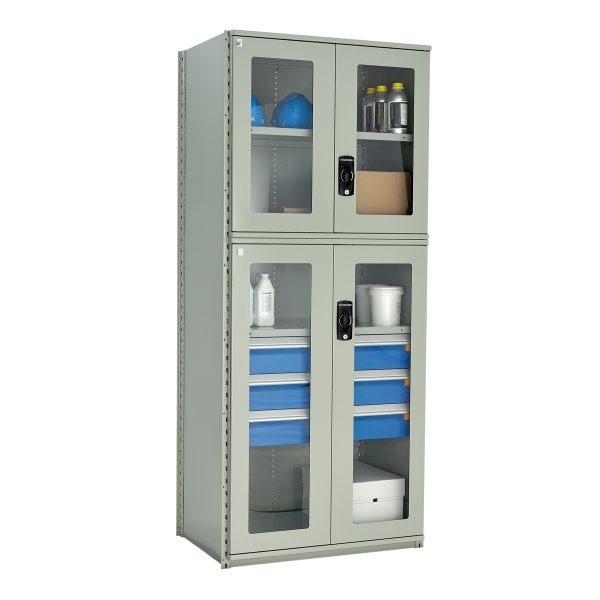 Shelving With Modular Drawers, 87W x Painted steelD x 24H, Shelving-Shelf Unit, 3-Drawers