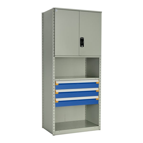 Shelving With Modular Drawers, 87W x Painted steelD x 24H, Shelving-Shelf Unit, 3-Drawers