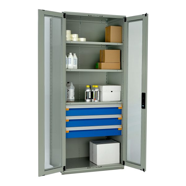 Shelving With Modular Drawers, 87W x Painted steelD x 24H, Shelving-Shelf Unit, 3-Drawers