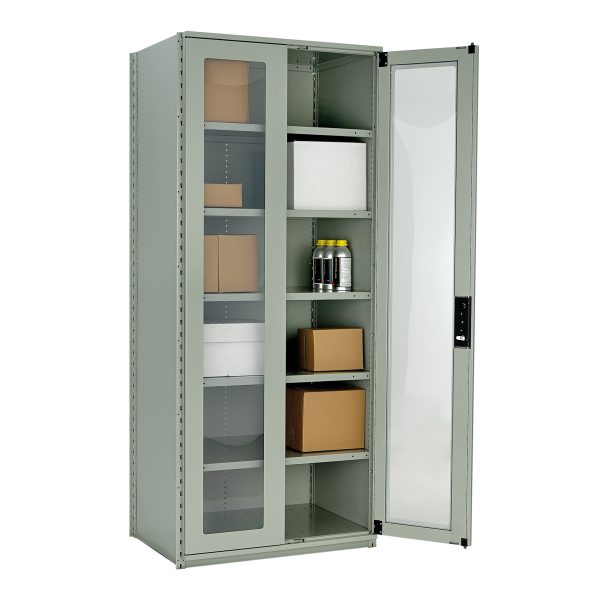 7-Shelf Closed Shelving Unit With Glass Doors