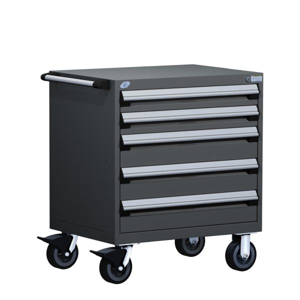 Heavy-Duty Mobile Cabinet (30"W x 27"D x 37 1/2"H), 5 Drawers w/o Partitions