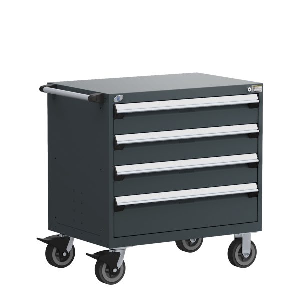 Heavy-Duty Mobile Cabinet (36"W x 24"D x 37 1/2"H), 4 Drawers w/o Partitions