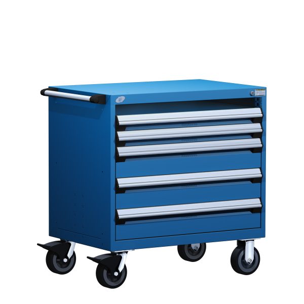 Heavy-Duty Mobile Cabinet (48"W x 27"D x 37 1/2"H), 1 Roll-Out Shelf, 4 Drawers w/o Partitions