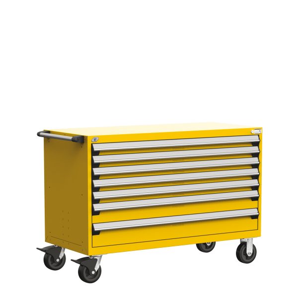 Heavy-Duty Mobile Cabinet (54"W x 27"D x 37 1/2"H), 7 Drawers with Partitions