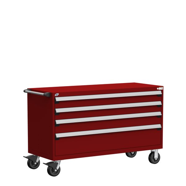 Heavy-Duty Mobile Cabinet (60"W x 27"D x 37 1/2"H), 4 Drawers with Partitions