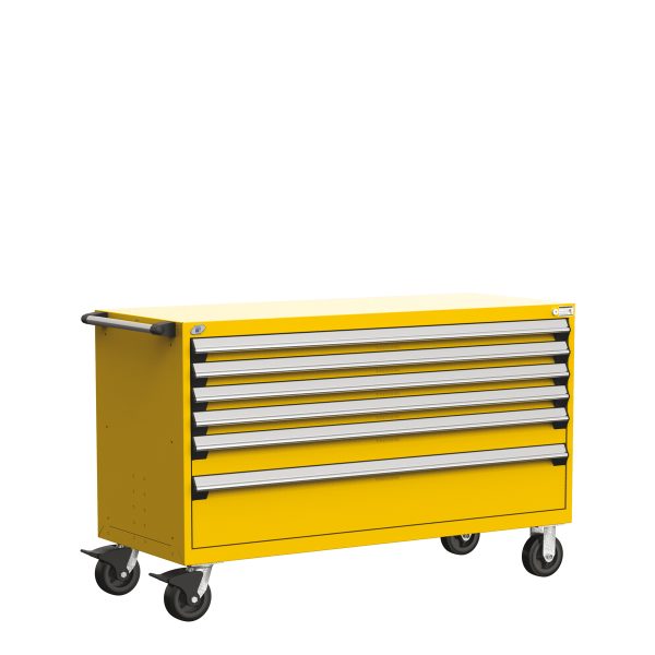 Heavy-Duty Mobile Cabinet (60"W x 27"D x 37 1/2"H), 6 Drawers with Partitions