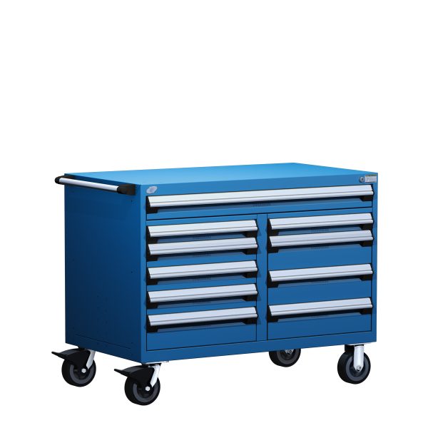 Heavy-Duty Mobile Cabinet, Multi-Drawers (48"W x 24"D x 37 1/2"H), 10 Drawers with Partitions