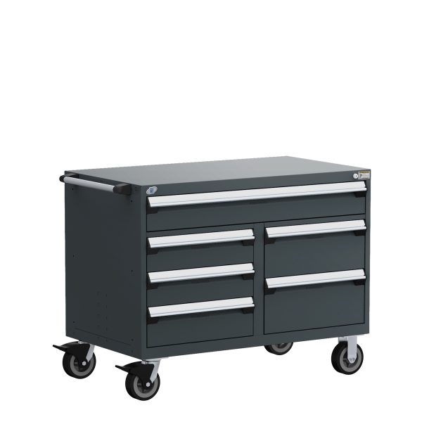 Heavy-Duty Mobile Cabinet, Multi-Drawers (48"W x 24"D x 37 1/2"H), 6 Drawers with Partitions