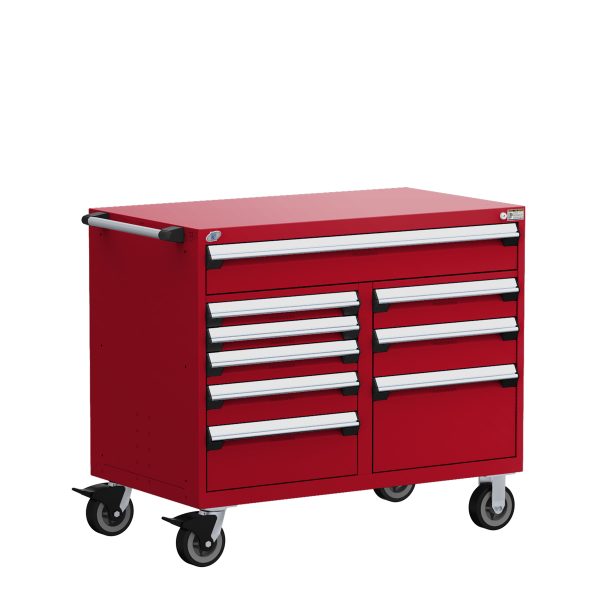 Heavy-Duty Mobile Cabinet, Multi-Drawers (48"W x 24"D x 41 1/2"H), 9 Drawers with Partitions