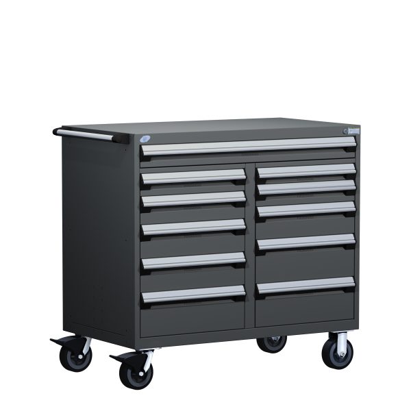 Heavy-Duty Mobile Cabinet, Multi-Drawers (48"W x 24"D x 45 1/2"H), 11 Drawers with Partitions