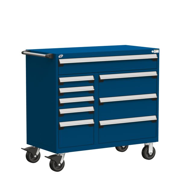 Heavy-Duty Mobile Cabinet, Multi-Drawers (48"W x 27"D x 45 1/2"H), 9 Drawers with Partitions