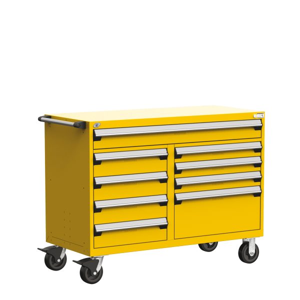 Heavy-Duty Mobile Cabinet, Multi-Drawers (54"W x 24"D x 41 1/2"H), 9 Drawers with Partitions