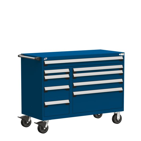 Heavy-Duty Mobile Cabinet, Multi-Drawers (54"W x 24"D x 41 1/2"H), 9 Drawers with Partitions