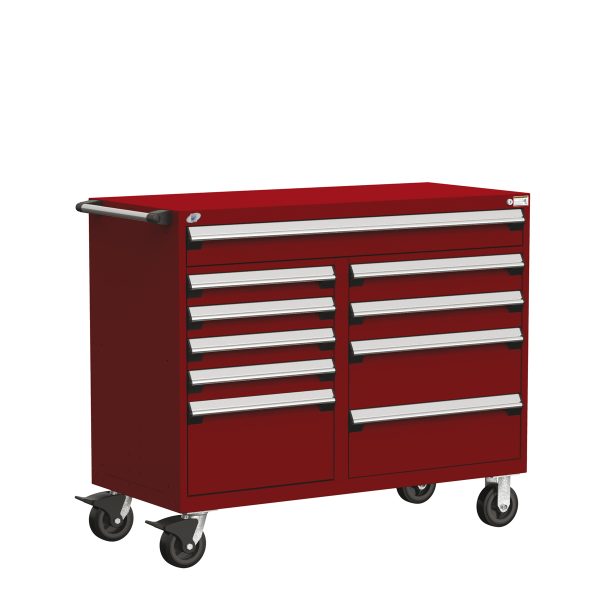 Heavy-Duty Mobile Cabinet, Multi-Drawers (54"W x 27"D x 45 1/2"H), 10 Drawers with Partitions