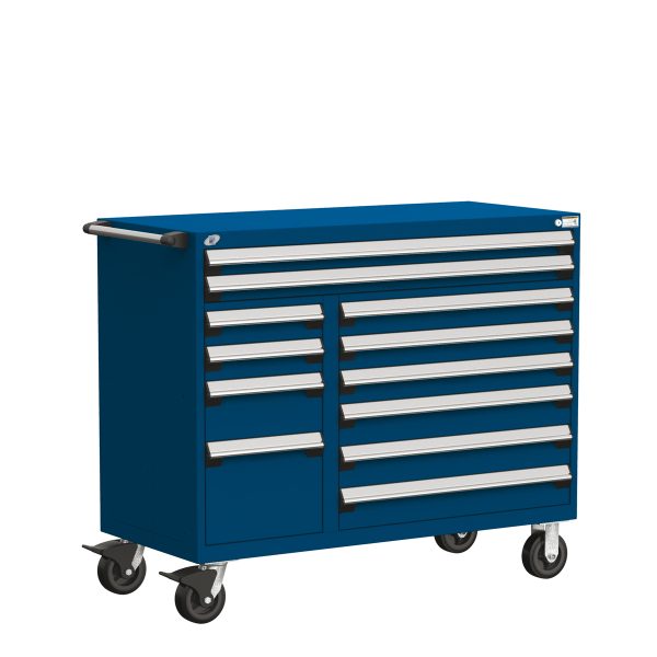 Heavy-Duty Mobile Cabinet, Multi-Drawers (54"W x 24"D x 45 1/2"H), 12 Drawers with Partitions