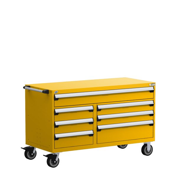 Heavy-Duty Mobile Cabinet, Multi-Drawers (60"W x 27"D x 37 1/2"H), 7 Drawers with Partitions