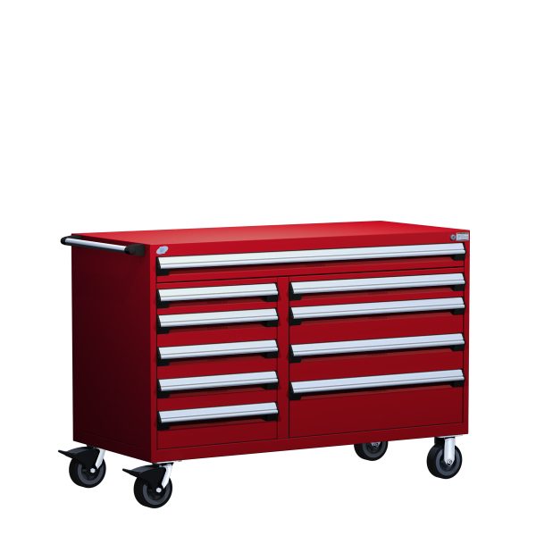 Heavy-Duty Mobile Cabinet, Multi-Drawers (60"W x 27"D x 41 1/2"H), 10 Drawers with Partitions