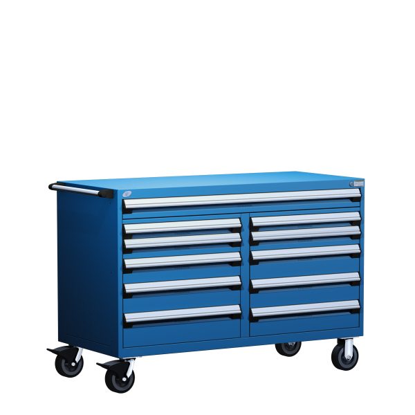 Heavy-Duty Mobile Cabinet, Multi-Drawers (60"W x 24"D x 41 1/2"H), 11 Drawers with Partitions