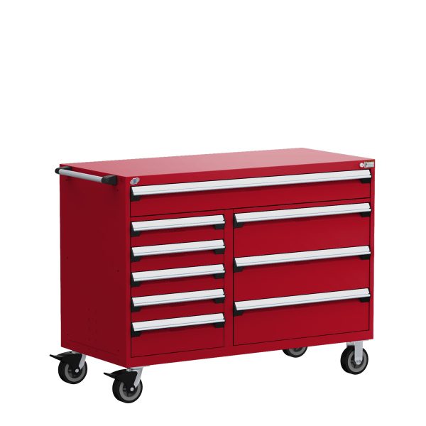 Heavy-Duty Mobile Cabinet, Multi-Drawers (60"W x 27"D x 45 1/2"H), 9 Drawers with Partitions