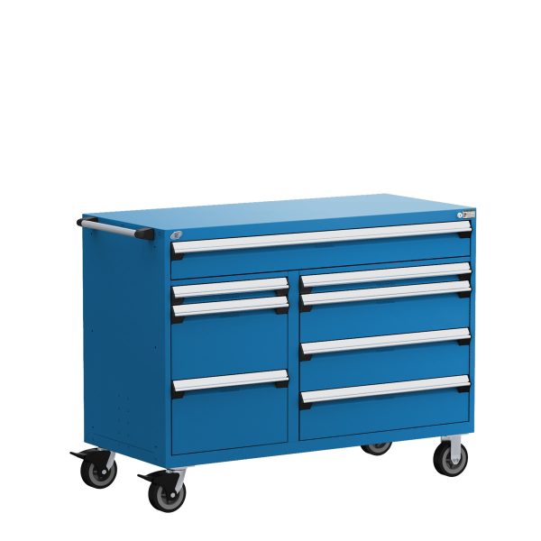 Heavy-Duty Mobile Cabinet, Multi-Drawers (60"W x 27"D x 45 1/2"H), 8 Drawers with Partitions