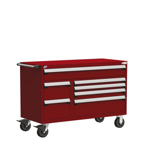 Heavy-Duty Mobile Cabinet, Multi-Drawers (54"W x 24"D x 37 1/2"H), 7 Drawers with Partitions