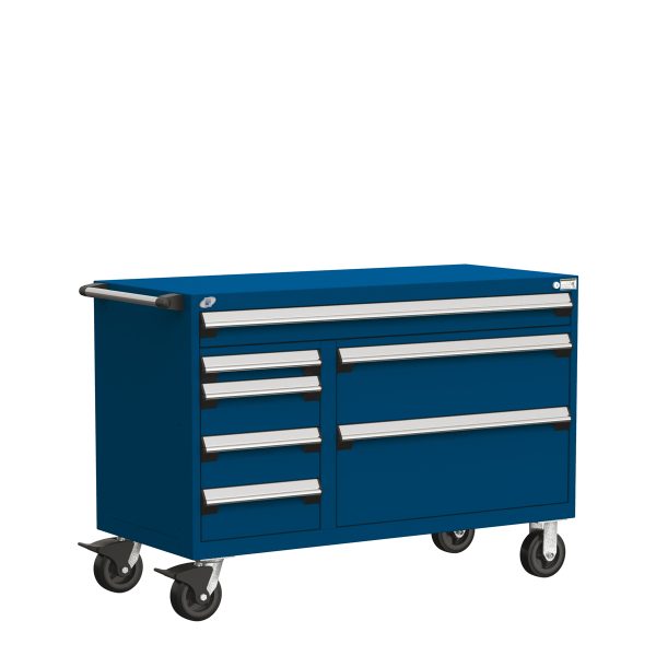 Heavy-Duty Mobile Cabinet, Multi-Drawers (54"W x 27"D x 37 1/2"H), 7 Drawers with Partitions