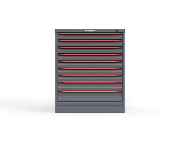 Modular Drawer 14 GA Storage Cabinet with 9 total drawers -2" Drawers x7, 3" Drawers x1, 4" Drawers x1 - 3" Integrated Legs - 30 In. W x 29 In. D x 36 In H.