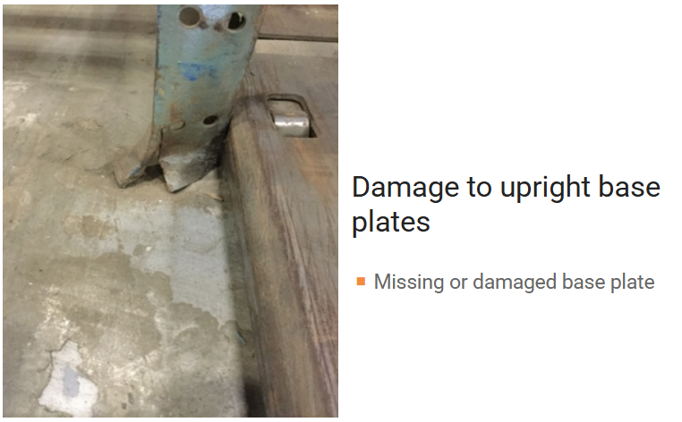 damage to upright base plate